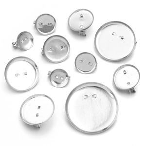 Détails des supports de broche cabochon ronds en acier argenté pour la création de bijoux