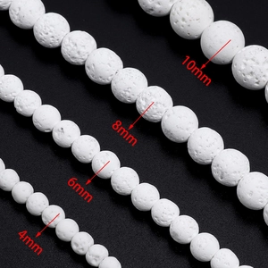 Natural white lava rock beads in 4mm to 10mm sizes for DIY jewelry making