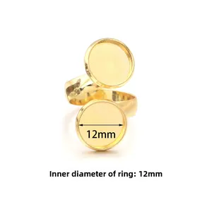 Goldbeschichteter Kupfer-Ring mit 12mm Doppeltablett für die DIY-Schmuckherstellung