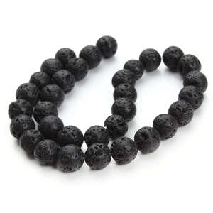 Natural black lava stone beads with porous texture for DIY jewelry making and bracelets