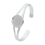 Close-up of silver plated cuff bracelet bezel tray setting for DIY jewelry making