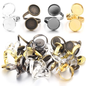 Kupfer Doppel-Tablett Verstellbare Ringbasis DIY Schmuck Zubehör Zeit Edelstein Basis Gold Silber Gunmetal Antik Bronze
