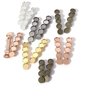 Vintage Copper Electroplated DIY Hair Clip Base Automatic Spring Clip With Round Bezel Tray Jewelry Finding For Gemstone Crafting Women Hair Accessory