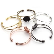 Detailed set of DIY open bangle bases in five metallic finishes for jewelry making