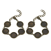 Set of 2 bronze DIY bracelets with 25mm round blank bezel settings for jewelry making