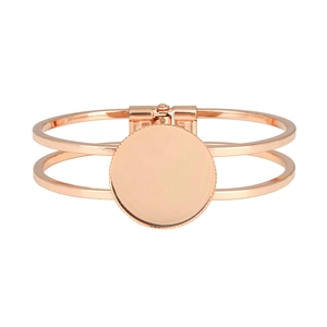 Detail of rose gold bangle base with 25mm round tray for DIY jewelry making and crafts