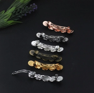 DIY metal spring hair clips with tray base in 6 electroplated colors for hair accessories