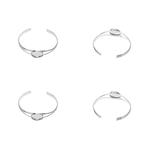 Set van vier zilveren armbandbases met ovale ladebeugels voor DIY-sieraden maken