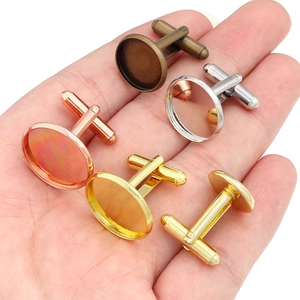 Five round rose gold and silver cufflink base trays for DIY handmade jewelry accessories