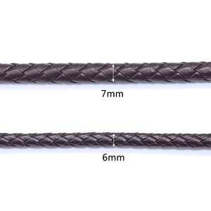 Deep brown 6mm and 7mm braided PU leather cords for DIY jewelry making and crafts