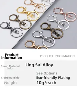 Polished alloy lobster clasp and flat key ring set in multiple electroplated finishes