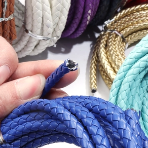 Braided 6mm faux leather cord in multiple colors for DIY jewelry making and craft projects