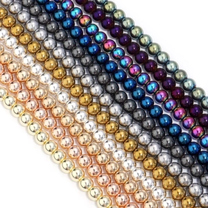 Perline Sciolte Tonde in Ematite Finitura Metallica Galvanica Perline Distanziatrici Lisce per Gioielli Fai da Te Bracciali Collane