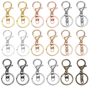 Metal Lobster Clasp Keychain Findings With Key Ring Swivel Connector For DIY Jewelry Making Electroplated Alloy Accessories