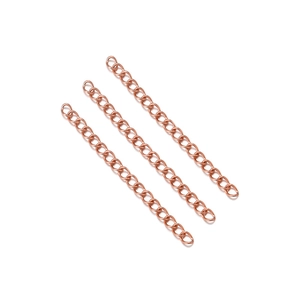 Detail of rose gold stainless steel extension chains for DIY jewelry making and repair