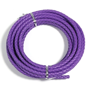 Detailed view of purple 6mm braided PU leather cord roll for DIY jewelry making