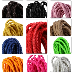 Close-up of 6mm braided PU leather cords in 11 vibrant colors for DIY jewelry making