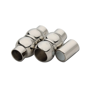 Macro view of magnetic stainless steel clasps for DIY jewelry necklaces and bracelets