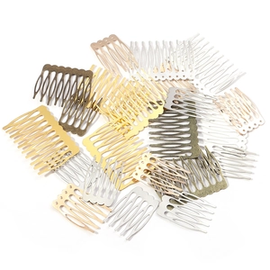 Assorted gold silver and bronze metal hair comb clips for DIY jewelry making accessories