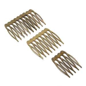 Three sizes of vintage bronze metal hair combs with 5, 10, and 15 teeth for DIY bridal headwear