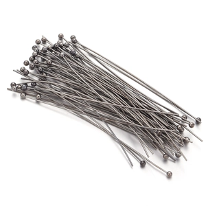 Macro view of gunmetal ball head pins for professional DIY jewelry making and beading
