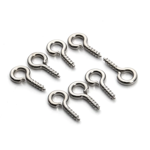Set of 8 stainless steel screw eye hooks for DIY jewelry making and hanging projects