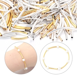 Cuentas de tubo curvo pulido en oro y plata para la creación de pulseras artesanales