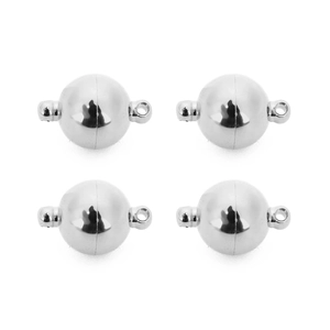 Pack of polished stainless steel magnetic ball clasps for necklace and bracelet making