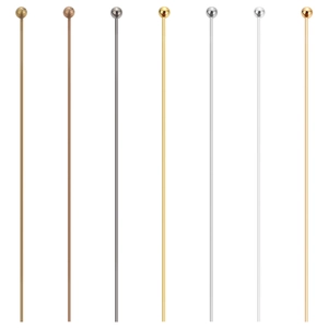 Detailed comparison of ball head pins in seven metallic finishes for DIY jewelry making