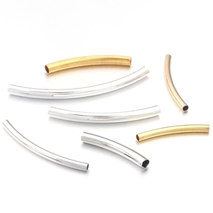 Cuentas de tubo curvadas pulidas en oro y plata para pulseras y joyería DIY