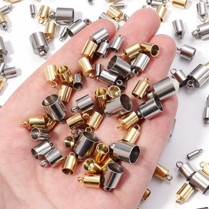 Polished stainless steel tassel end caps in gold and silver for DIY jewelry making