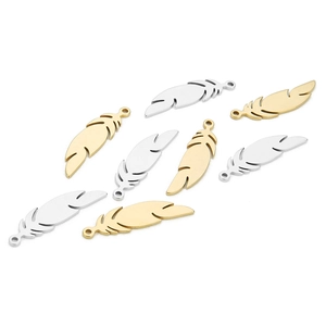 Federanhänger aus Edelstahl in Gold und Silber für DIY Halsketten und Schmuck