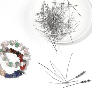 Silver flat head T-pins for jewelry making and DIY beaded bracelet accessories