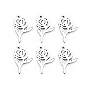Edelstahl Anhänger Charms Für Schmuckherstellung DIY Spiegel Geometrisch Feder Rose Schmetterling Krone Blume Herz Charms