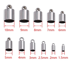 Stainless steel end caps with hanging loops in sizes from 1.5mm to 10mm for DIY jewelry