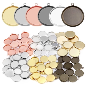 Round Iron Bezel Trays Pendant Base Settings For DIY Jewelry Making Cabochon Pendant Trays Electroplated Metal Craft Finding Components