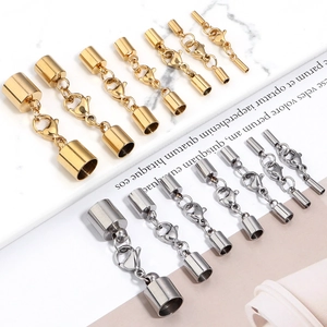 Golden and silver stainless steel lobster clasps and cord end caps for DIY jewelry making