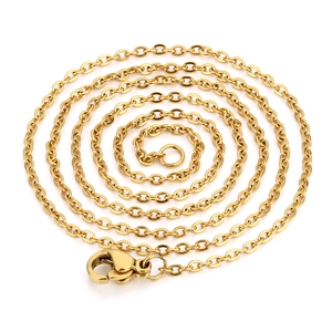 Polished gold-plated stainless steel flat O-chain necklace with lobster clasp closure
