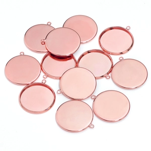 Rose gold round bezel trays for DIY pendants made of high-quality metal alloy