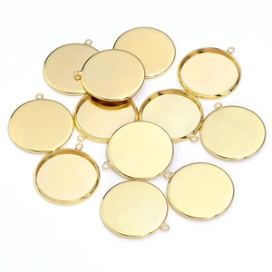 Set of 12 round gold metal pendant trays for DIY jewelry making and resin crafts