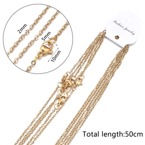 Detailed 2mm gold-plated stainless steel cross chain necklace with lobster clasp dimensions