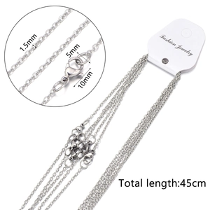 Detail showing 1.5mm stainless steel O-chain necklace with 10mm lobster clasp closure