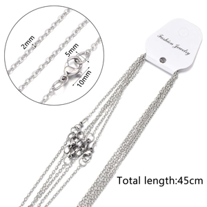 2mm silver stainless steel cable chain necklace with lobster clasp 45cm total length detail