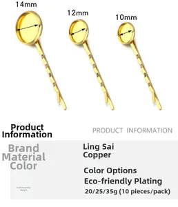 Detail showing 10mm to 14mm round tray hair pins made of copper for DIY jewelry making