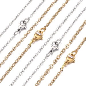 Minimalist gold and silver stainless steel flat cross chains with lobster clasps