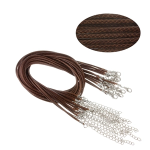 Dark brown 2mm waxed necklace cord with silver lobster clasp and extension chain set