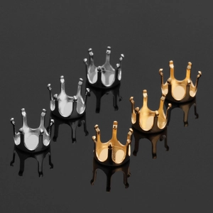 Engastes de corona de seis puntas en color oro y plata para creación de joyería
