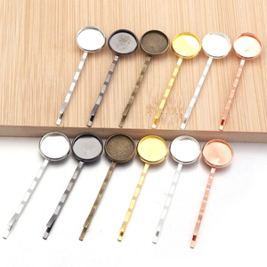 DIY Copper Round Bezel Tray Bobby Pin Base For Cabochon Setting Hair Clip Accessory Gold Silver Rose Gold Bronze Hairpin Findings