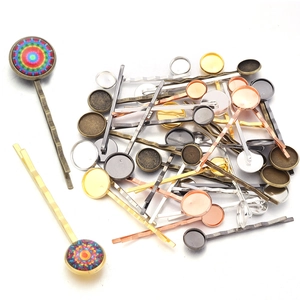 DIY bobby pins with round trays in multiple metallic finishes and mandala patterns