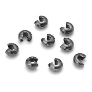 Detailansicht der gunmetal Quetschperlen zur Schmuckherstellung von Halsketten und Armbändern